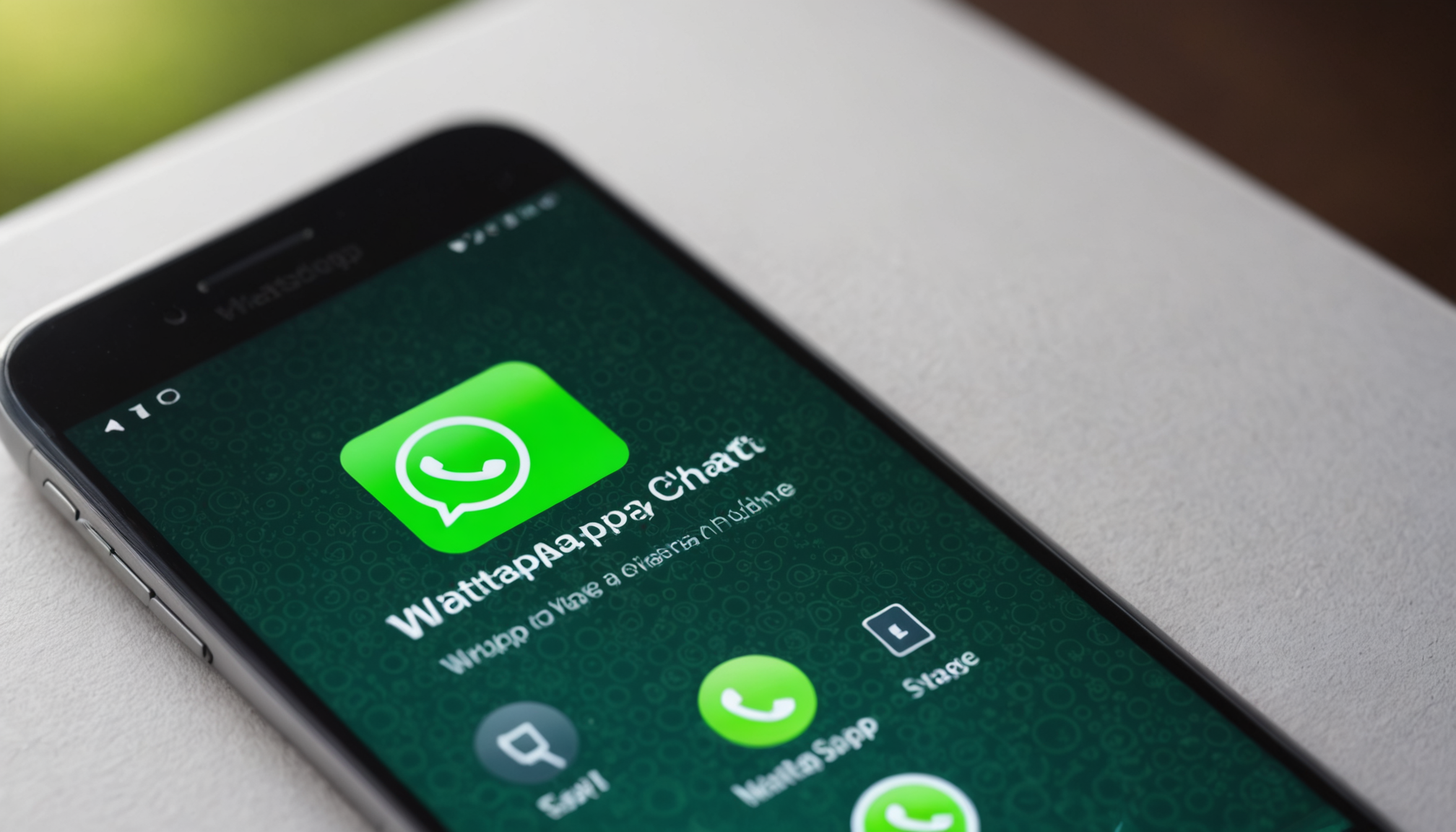 A smartphone screen showing WhatsApp opening with a clickable WhatsApp link ready to send a message