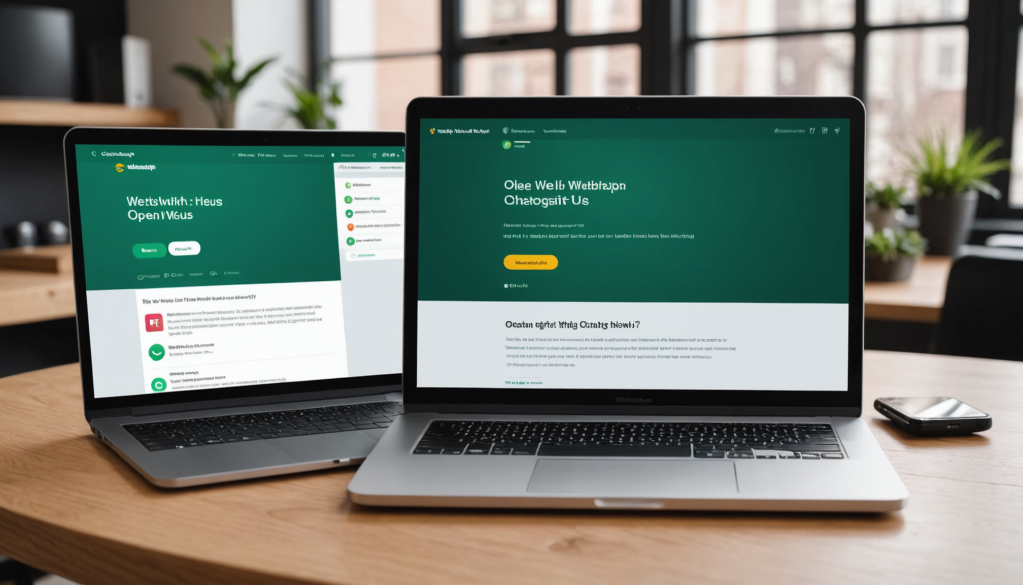 A laptop and smartphone displaying how to embed a clickable WhatsApp link on a website and mobile app